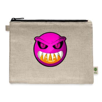 Halloween alien monster face Funny pumpkin - Hemp Carry All Pouch - natural - Front