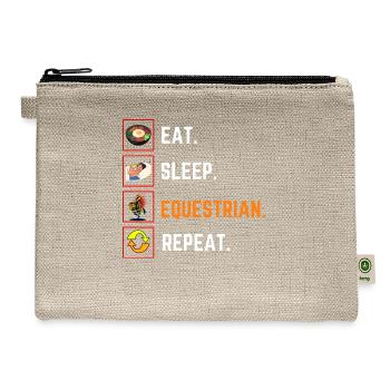 Funny Eat Sleep equestrian Repeat Gift - Hemp Carry All Pouch - natural - Front