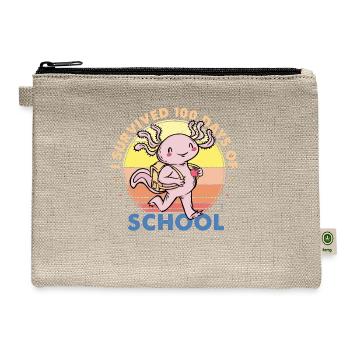 I Survived 100 Days Of School Is Alotl School - Hemp Carry All Pouch - natural - Front