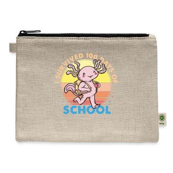 School Axolotl I Survived 100 Days Of School Is - Hemp Carry All Pouch - natural - Front