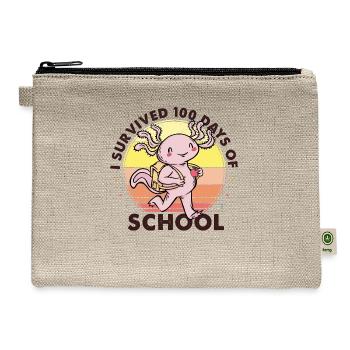 School Axolotl I Survived 100 Days Of School Is - Hemp Carry All Pouch - natural - Front
