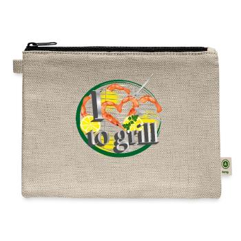 A grill with lemons & shrimps in shape of heart - Hemp Carry All Pouch - natural - Front