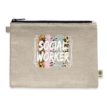 Funny Leopard Social Worker Women Social Worker - Hemp Carry All Pouch - natural - Front