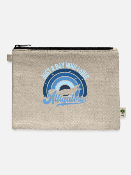 Funy Quote Just A Boy Who Loves An Alligator Blue - Hemp Carry All Pouch - natural