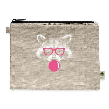 Raccoon Blows Bubblegum - Cute Bubblegum Raccoon - Hemp Carry All Pouch - natural - Front