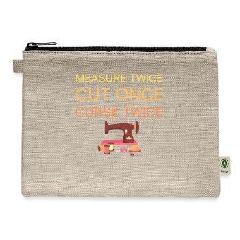 Measure twice cut once curse twice - Hemp Carry All Pouch - natural - Front