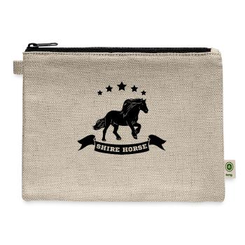 Shire horse silhouette gift equestrian rider - Hemp Carry All Pouch - natural - Front
