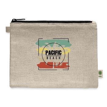 Pacific Beach California Stylish Retro Palm Tree - Hemp Carry All Pouch - natural - Front