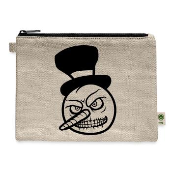 snowman face head halloween evil horror dangerous - Hemp Carry All Pouch - natural - Front