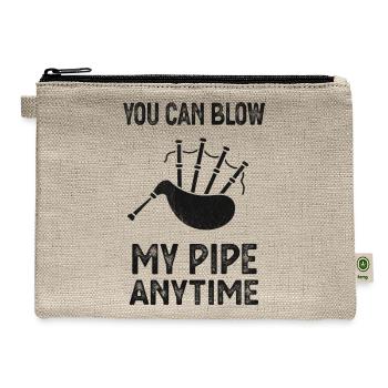 Blow My Bagpipe Anytime Music Fun - Hemp Carry All Pouch - natural - Front