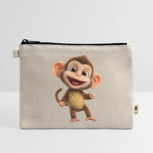 Happy Baby Monkey Standing - Hemp Carry All Pouch