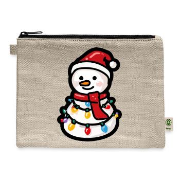 Snowman with Christmas Lights - Hemp Carry All Pouch - natural - Front