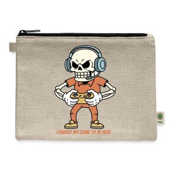 I Paused My Game To Be Here - Vintage Skeleton Gam - Hemp Carry All Pouch - natural - Front