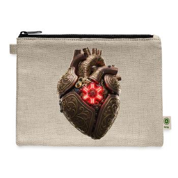 Ornate Steampunk Heart Core - Hemp Carry All Pouch - natural - Front