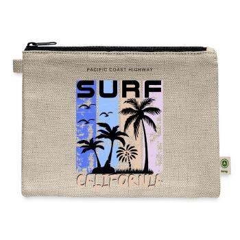 Vintage Pacific Coast Highway Surf California  - Hemp Carry All Pouch - natural - Front