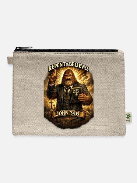 Bigfoot_Bible_Thumper - Hemp Carry All Pouch - natural