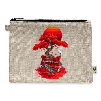Crimson Bonsai Boat at Sunset - Hemp Carry All Pouch - natural - Front