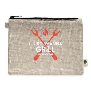 I Just Wanna Grill For God s Sake Meme - Hemp Carry All Pouch - natural - Front