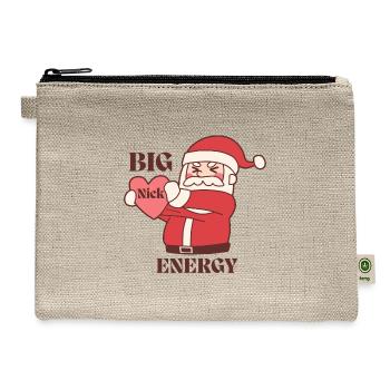 Big Nick Energy Funny Christmas Santa Claus Meme - Hemp Carry All Pouch - natural - Front