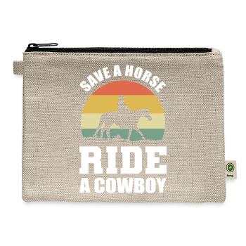 Ride a Cowboy Equestrian Gift - Hemp Carry All Pouch - natural - Front