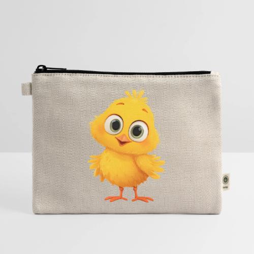 Sweet Yellow Cartoon Chick with Joyful Smile - Hemp Carry All Pouch