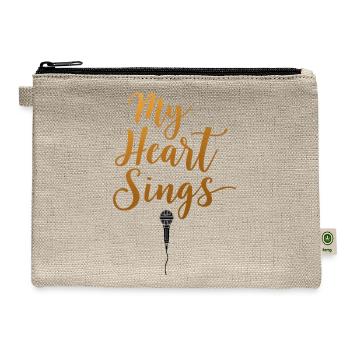 My Heart Sings Microphone Script - Hemp Carry All Pouch - natural - Front