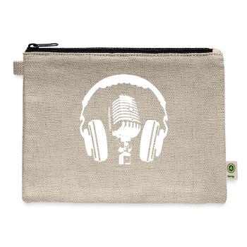 Headphones & Microphone Radio Host Gift - Hemp Carry All Pouch - natural - Front