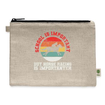 Horse Racing Equestrian Horse Racers - Hemp Carry All Pouch - natural - Front