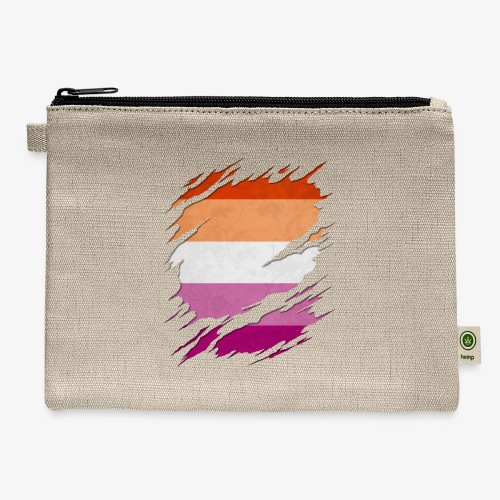 Lesbian Pride Flag Ripped Reveal - Hemp Carry All Pouch