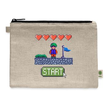 Pixel Hero at the Start Screen - Hemp Carry All Pouch - natural - Front