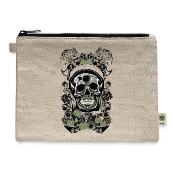 Funky Halloween Skull - Artichoke Green - Hemp Carry All Pouch - natural - Front