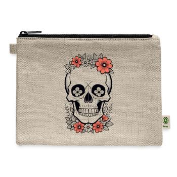 Flower Skull - Hemp Carry All Pouch - natural - Front