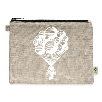 Astronaut In The Cosmos With Floating Planets - Hemp Carry All Pouch - natural - Front