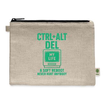 Retro Computer Monitor – Ctrl+Alt+Del My Life - Hemp Carry All Pouch - natural - Front