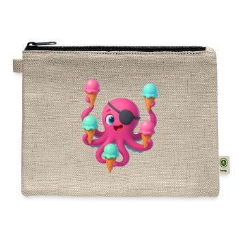 An octopus with ice cream - Hemp Carry All Pouch - natural - Front