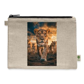 Fearless Lioness Leading the Pride - Hemp Carry All Pouch - natural - Front