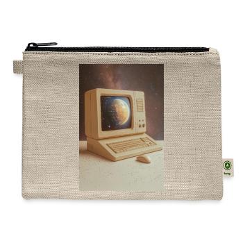Retro Computer Meets Outer Space - Hemp Carry All Pouch - natural - Front