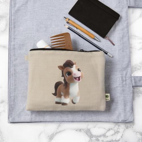 Sweet Cartoon Baby Pony in Brown and White - Hemp Carry All Pouch