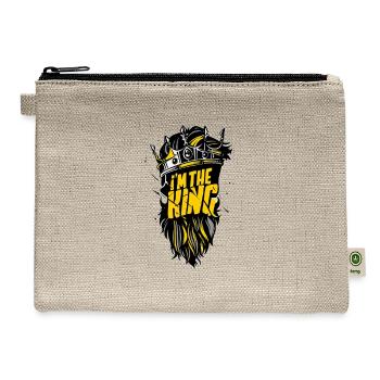👑 I’m The King – Bold Crown & Beard Graphic - Hemp Carry All Pouch - natural - Front