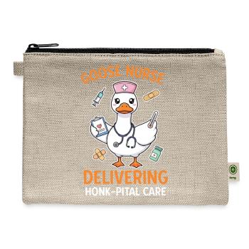 Goose Nurse Delivering Honkpital Care - Hemp Carry All Pouch - natural - Front