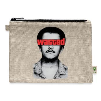 Wasted Eyes Portrait Graphic on Black Tee - Hemp Carry All Pouch - natural - Front