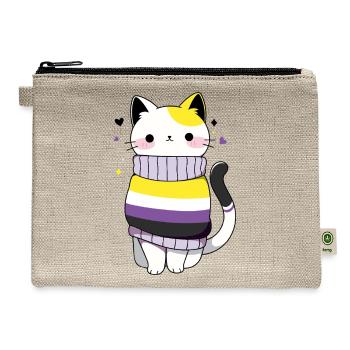 Non-binary Cat CSD Queer Pride Month LGBT Queer - Hemp Carry All Pouch - natural - Front