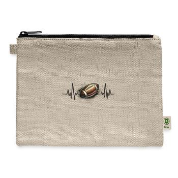 American Football Heartbeat ECG T-Shirt Design - Hemp Carry All Pouch - natural - Front