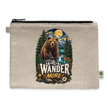 Wander More: Bear Wilderness Adventure - Hemp Carry All Pouch - natural - Front