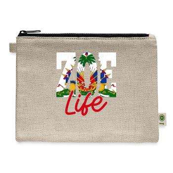 Haiti Flag Zoe Haitian Life Pride Vintage Haiti - Hemp Carry All Pouch - natural - Front