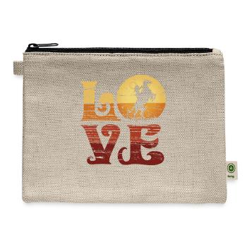 Western Rodeo Riding Equestrian Horse Lover - Hemp Carry All Pouch - natural - Front