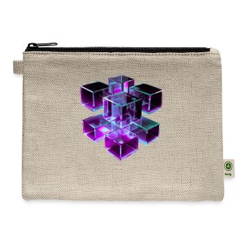 Depth Grid – Cubes in Motion - Hemp Carry All Pouch - natural - Front