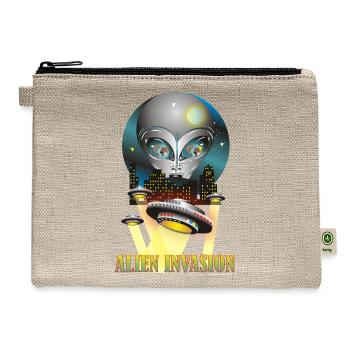 Galactic Alien Invasion T-Shirt Design - Hemp Carry All Pouch - natural - Front