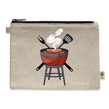 Grill With Meat Fork Spatula - Hemp Carry All Pouch - natural - Front
