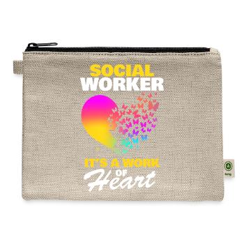 Social Worker Working By Heart Social Worker Gift - Hemp Carry All Pouch - natural - Front